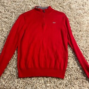 Red Vineyard Vines Youth Large Quarter zip